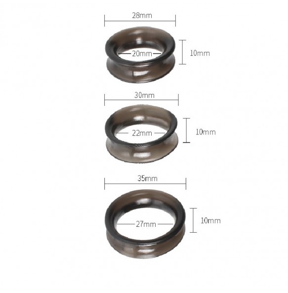 PLEASE ME Male Delay Cock Rings (Full Set 3 Pieces)